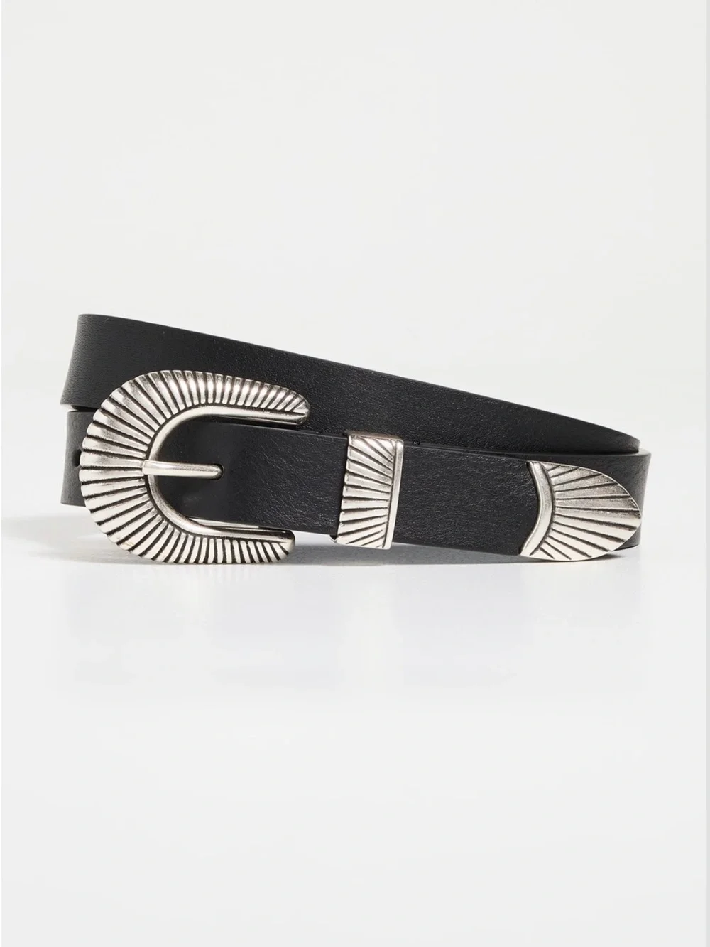 Black Western-Inspired Women's Belt with Silver Buckle